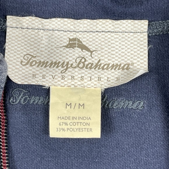 Tommy Bahama Pullover Mens Medium Blue‎ Reversible 1/4 Zip Preppy Golf Workwear - Picture 3 of 15